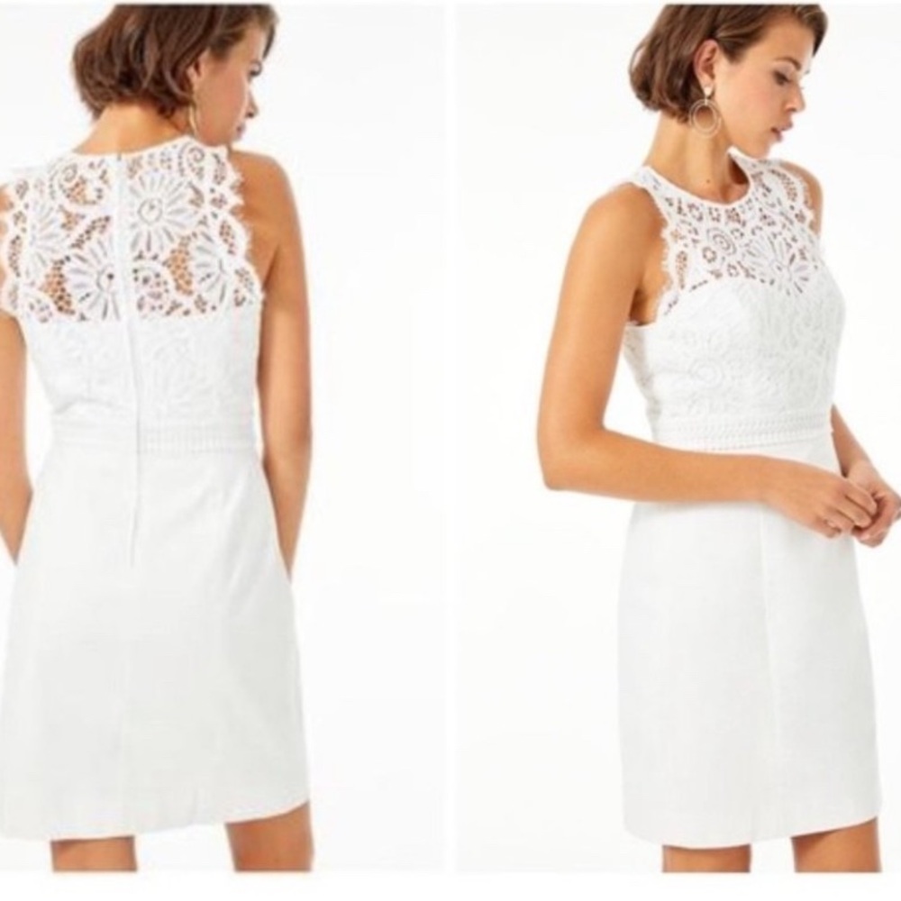 White Lace Bodice Sheath Dress - Women
